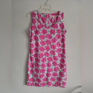 HATLEY | Resort Dress with a pink rose floral pattern Cotton Sz 14